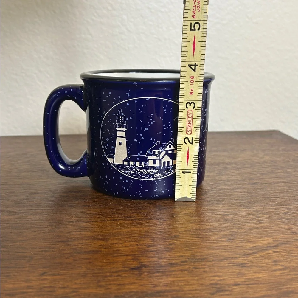 L.L. Bean Large Blue Speckled Ceramic Stoneware 16oz. Lighthouse Coffee Tea Mug